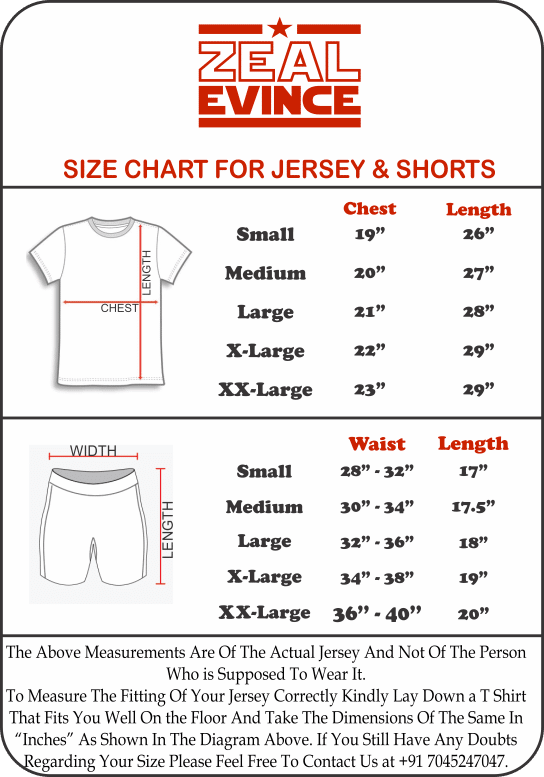 Real Madrid Jersey Size Chart
