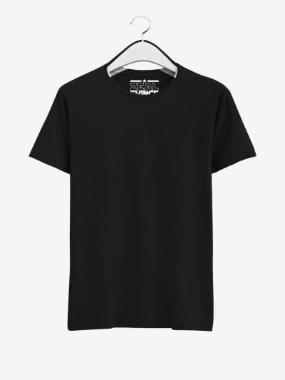 Black Half Sleeve Round Neck Cotton T Shirt