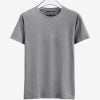 Grey Melange Half Sleeve Round Neck Cotton T Shirt