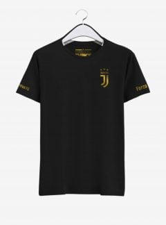 Juventus-Golden-Crest-Black-Round-Neck-T-Shirt-Front