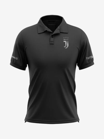 Juventus-Silver-Crest-Black-Polo-T-Shirt-Front