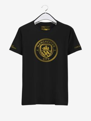 Manchester City Golden Crest Round Neck T Shirt Front