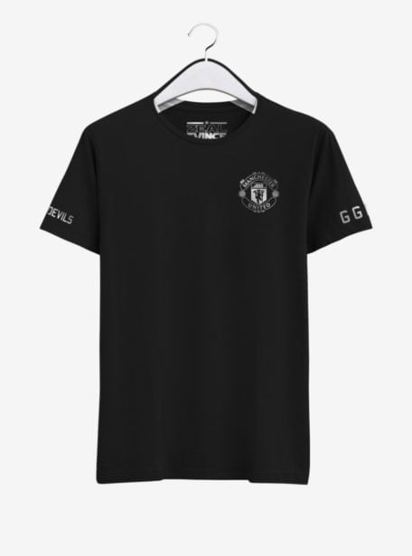Manchester-United-Silver-Crest-Black-Round-Neck-T-Shirt-Front-2