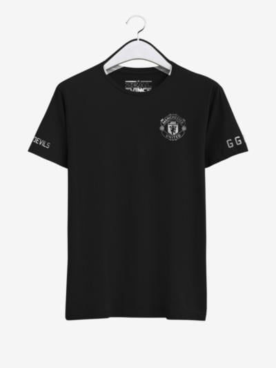 Manchester-United-Silver-Crest-Black-Round-Neck-T-Shirt-Front-2