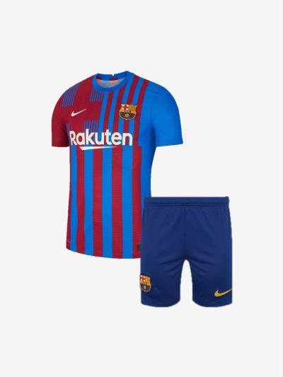 Kids-Barcelona-Home-Football-Jersey-And-Shorts-21-22-Season