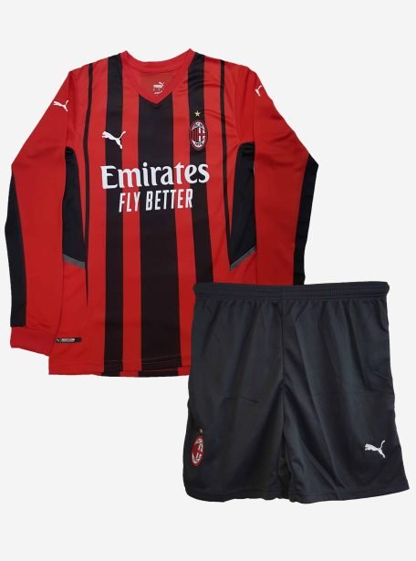 AC-Milan-Long-Sleeve-Home-Football-Jersey-And-Shorts-21-22-Season