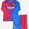 Barcelona-Long-Sleeve-Home-Football-Jersey-And-Shorts-21-22-Season