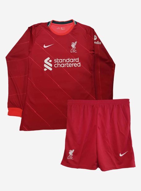 Liverpool-Long-Sleeve-Home-Football-Jersey-And-Shorts-21-22-Season