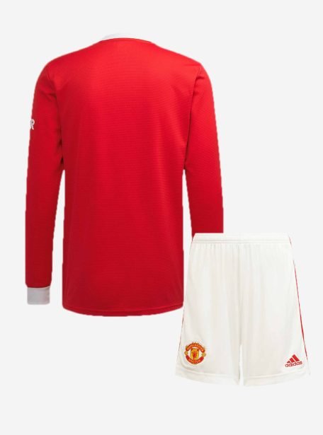 Manchester-United-Home-Long-Sleeve-Football-Jersey-And-Shorts-21-22-Season-Back