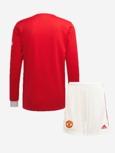 Manchester-United-Home-Long-Sleeve-Football-Jersey-And-Shorts-21-22-Season-Back