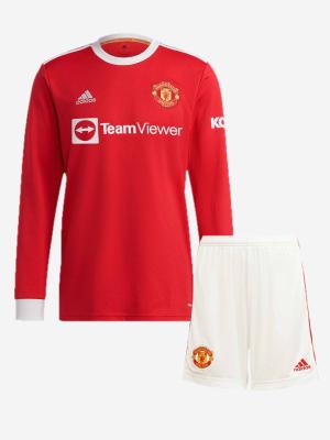 Manchester-United-Home-Long-Sleeve-Football-Jersey-And-Shorts-21-22-Season