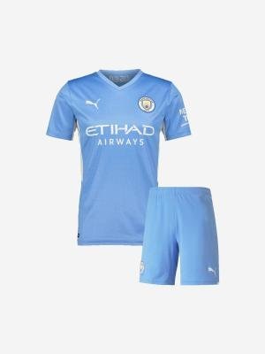 Kids-Manchester-City-Home-Football-Jersey-And-Shorts-21-22-Season