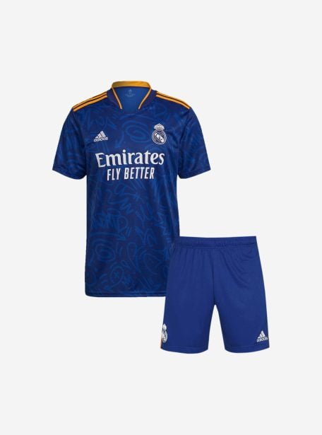 Kids-Real-Madrid-Away-Football-Jersey-And-Shorts-21-22-Season