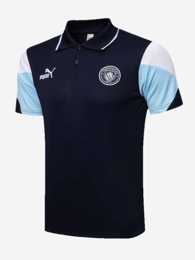 Manchester City Polo Jersey Navy Blue And Sky Blue Sleeves