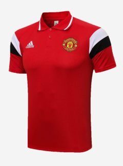 Manchester United Polo Jersey Solid Red And White Sleeves