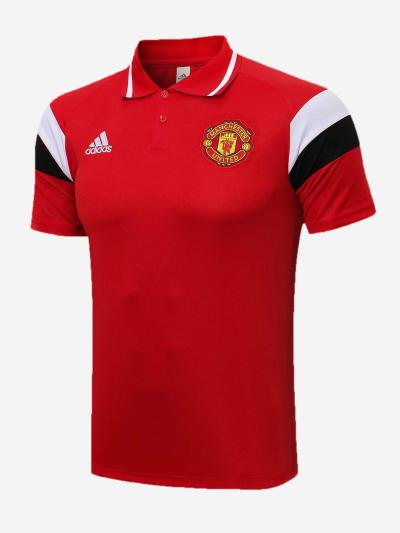 Manchester United Polo Jersey Solid Red And White Sleeves