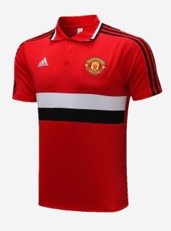 Manchester United Polo Jersey Solid Red With Strips