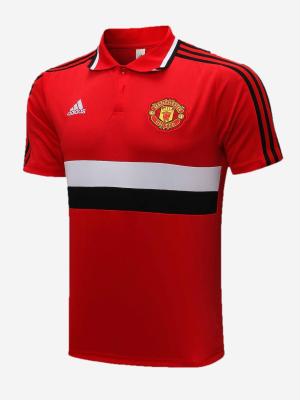 Manchester United Polo Jersey Solid Red With Strips