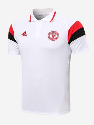 Manchester United Polo Jersey Solid White And Red Sleeves