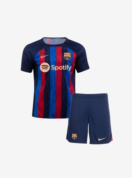 Kids-Barcelona-Home-Football-Jersey-And-Shorts-22-23-Season