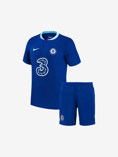 Kids-Chelsea-Home-Football-Jersey-And-Shorts-22-23-Season