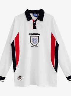 England Home Long Sleeves 1998 World Cup Retro Jersey