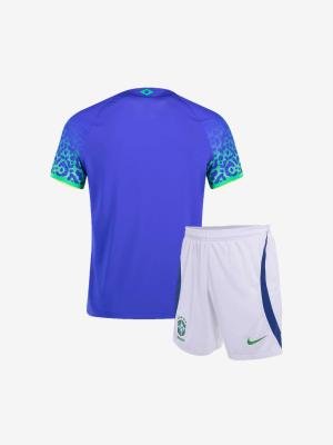 Kids-Brazil-Away-Football-Jersey-And-Shorts-22-23-Season-Back