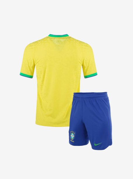 Kids-Brazil-Home-Football-Jersey-And-Shorts-22-23-Season-Back