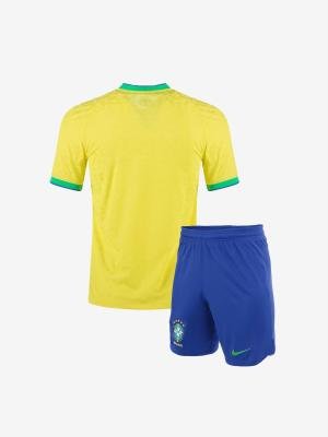 Kids-Brazil-Home-Football-Jersey-And-Shorts-22-23-Season-Back