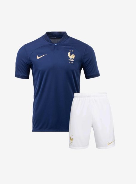 Kids-France-Home-Football-Jersey-And-Shorts-22-23-Season