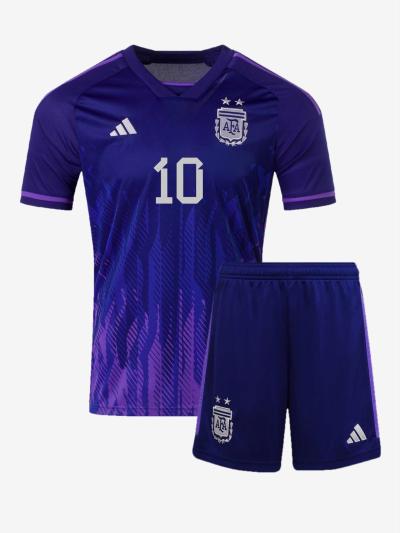 Argenina-Away-Lionel-Messi-Jersey-And-Shorts-2022-Worldcup-Front