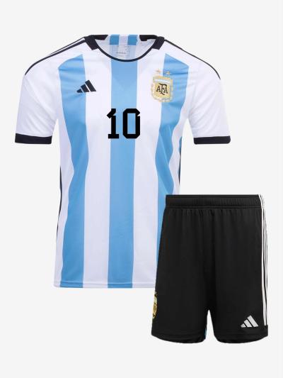 Argenina-Home-Foottball-Lionell-Messi-Jersey-And-Shorts-2022-Worldcup