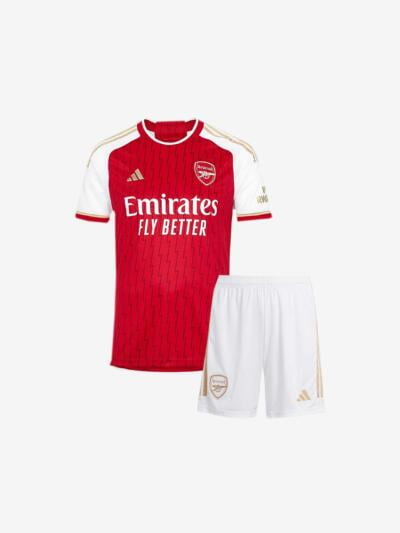 Kids-Arsenal-Home-Jersey-And-Shorts-23-24-Season-Premium-Front