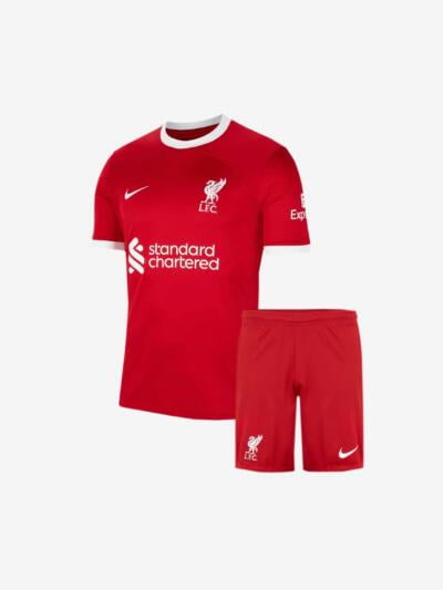 Kids-Liverpool-Home-Jersey-And-Shorts-23-24-Season-Premium-Front