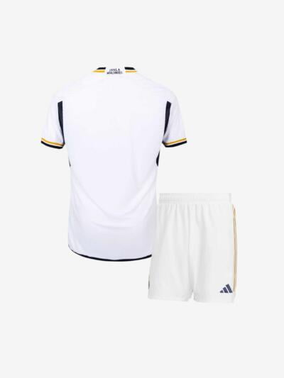 Kids-Real-Madrid-Home-Jersey-And-Shorts-23-24-Season-Premium-Back