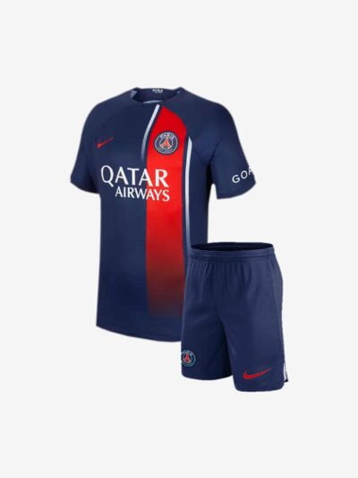 Kids-PSG-Home-Jersey-And-Shorts-23-24-Season-Front