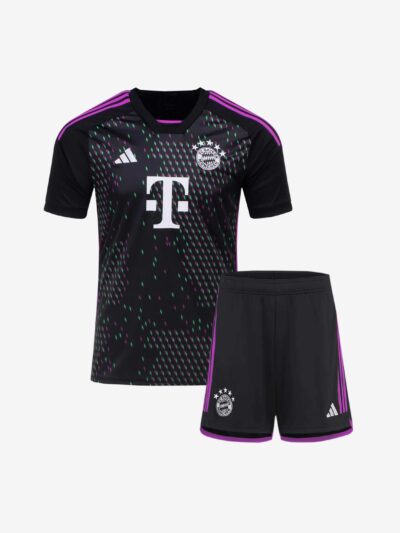 Kids-Bayern-Munich-Away-Jersey-And-Shorts-23-24-Season-Premium-Front